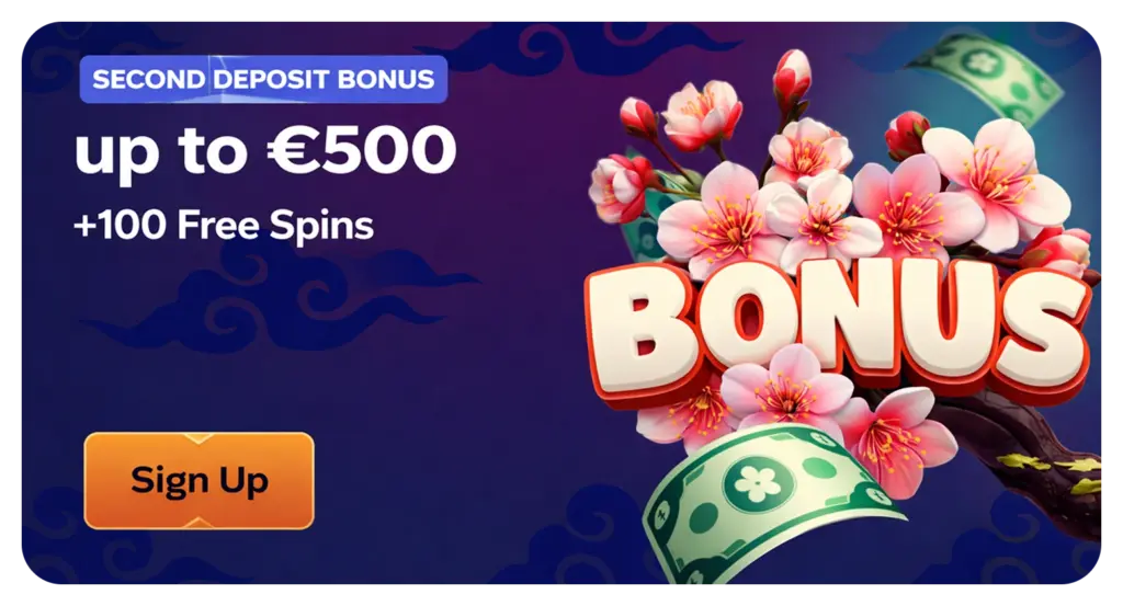 Manekispin second bonus €500 plus 100 free spins