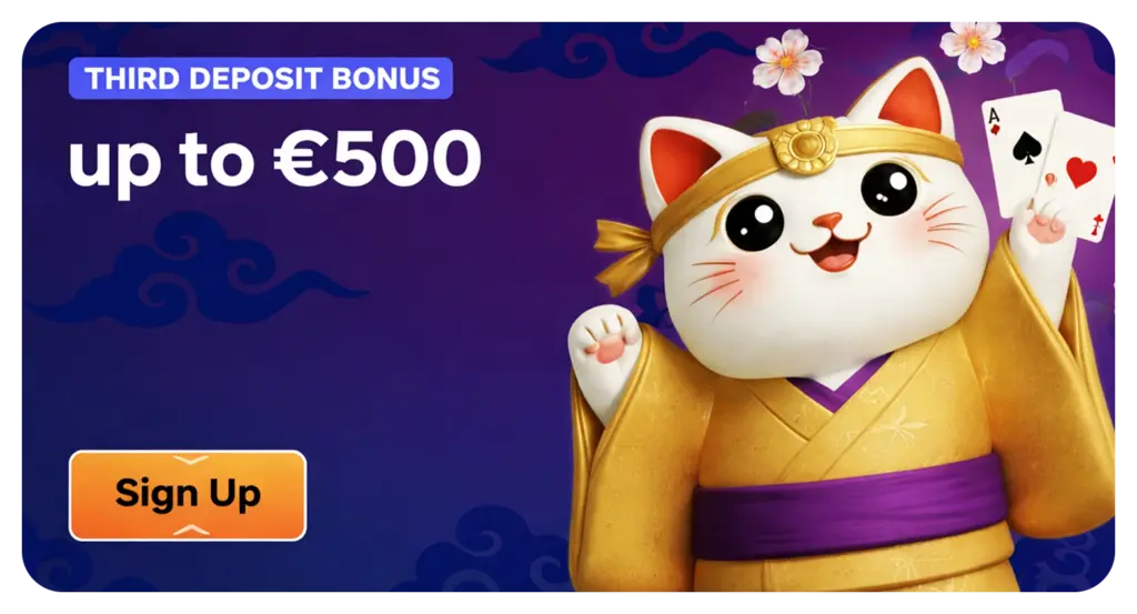 Manekispin third bonus up to €500 casino promotion